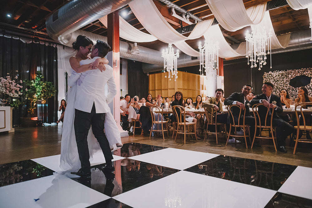 bride and groom during first dance at wedding