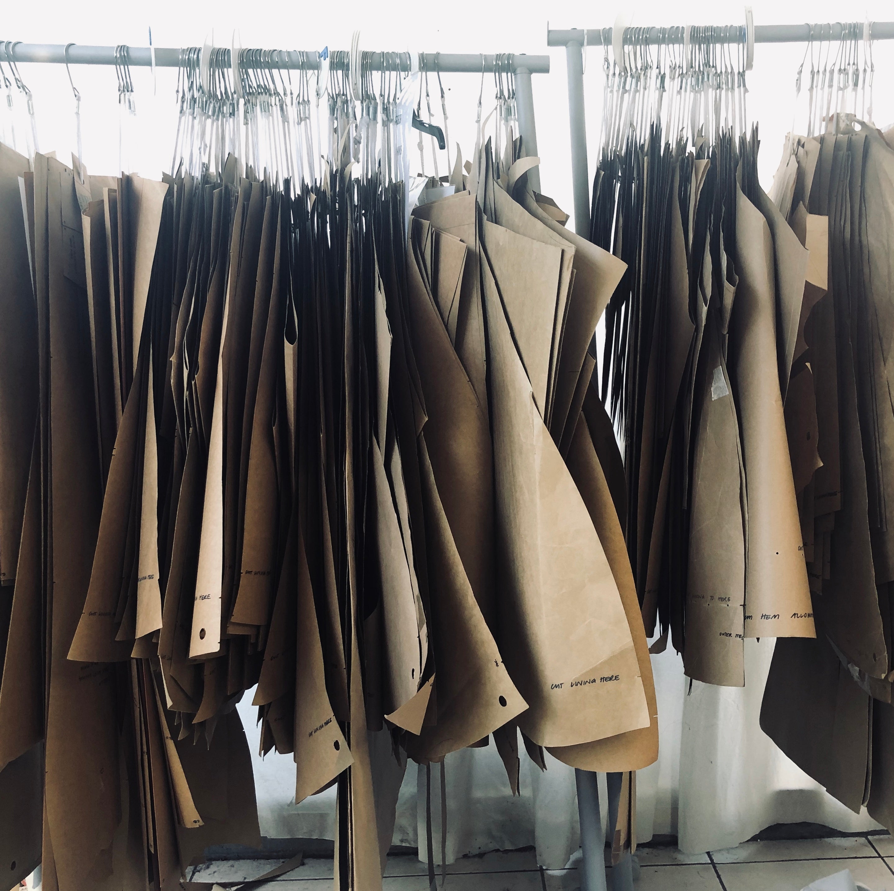 fashion patterns on rack at Brisbane wedding studio