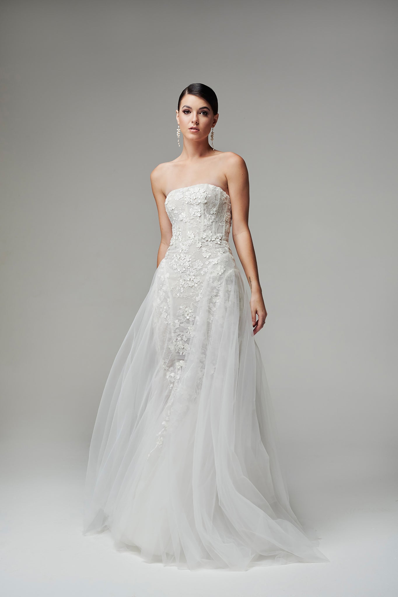 floral appliqué wedding gown