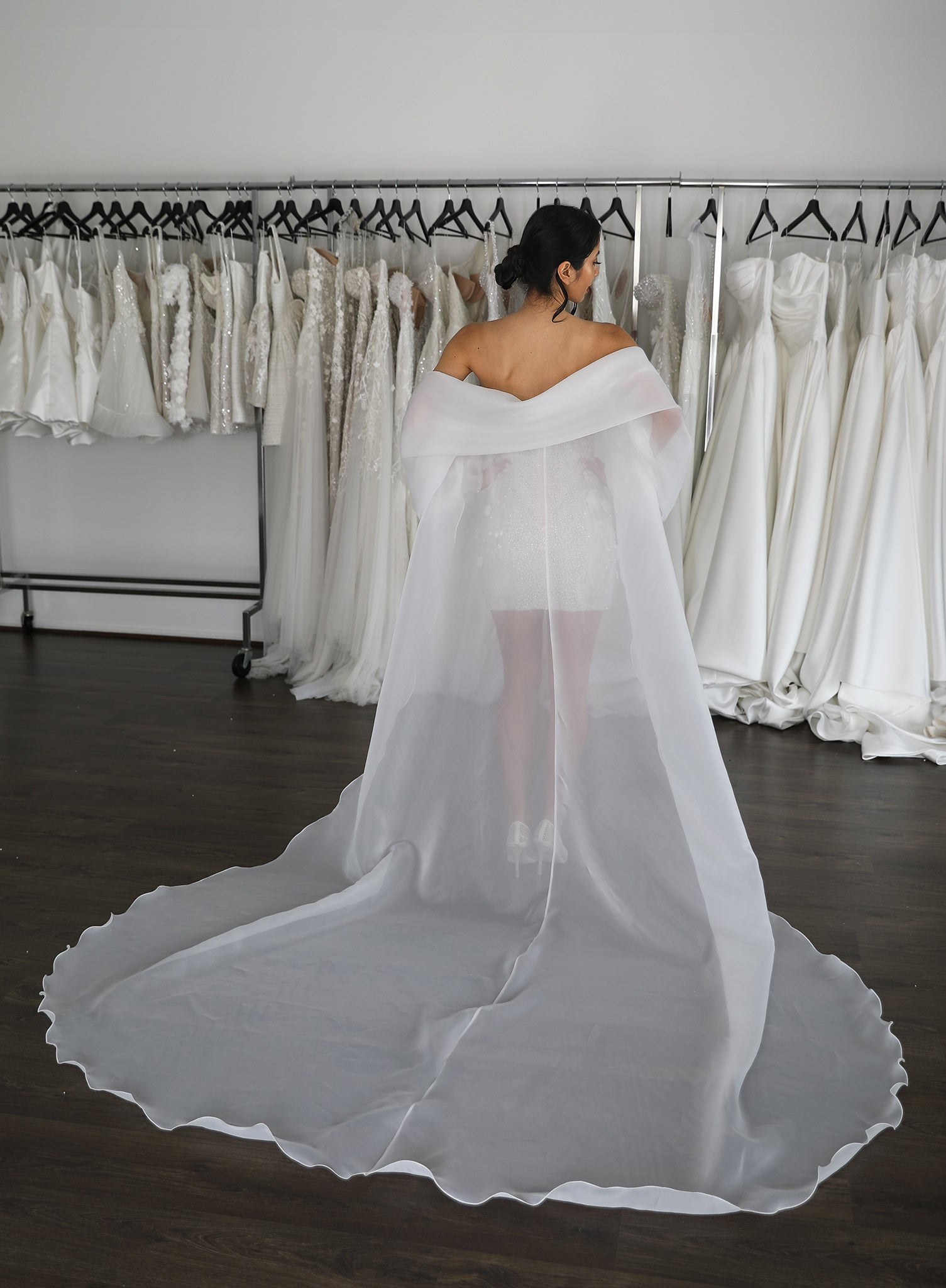 strapless open back dress Floral Organza A-Line Wedding Dress – Ludyne Yuceed