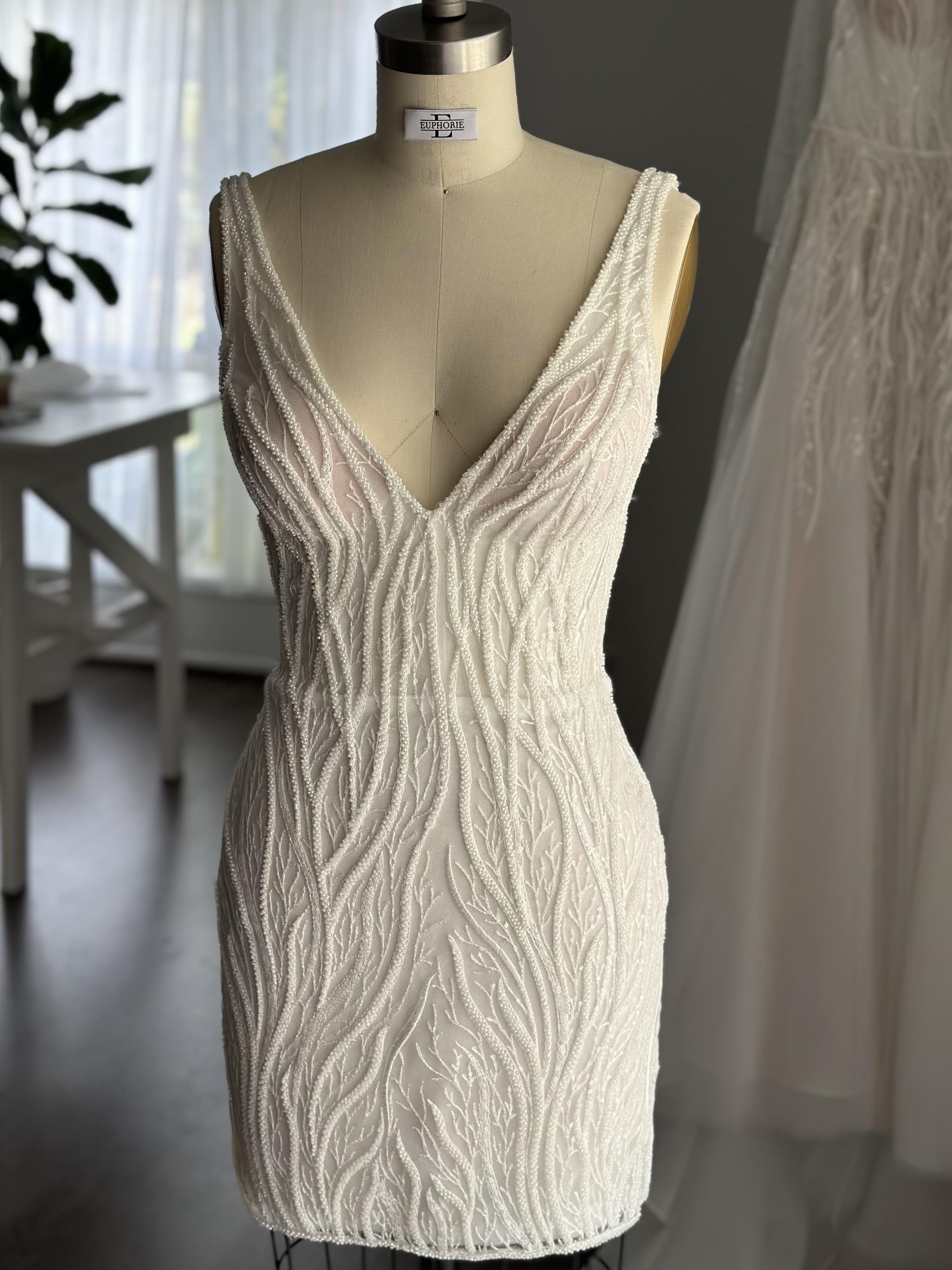 V-neck mini reception dress