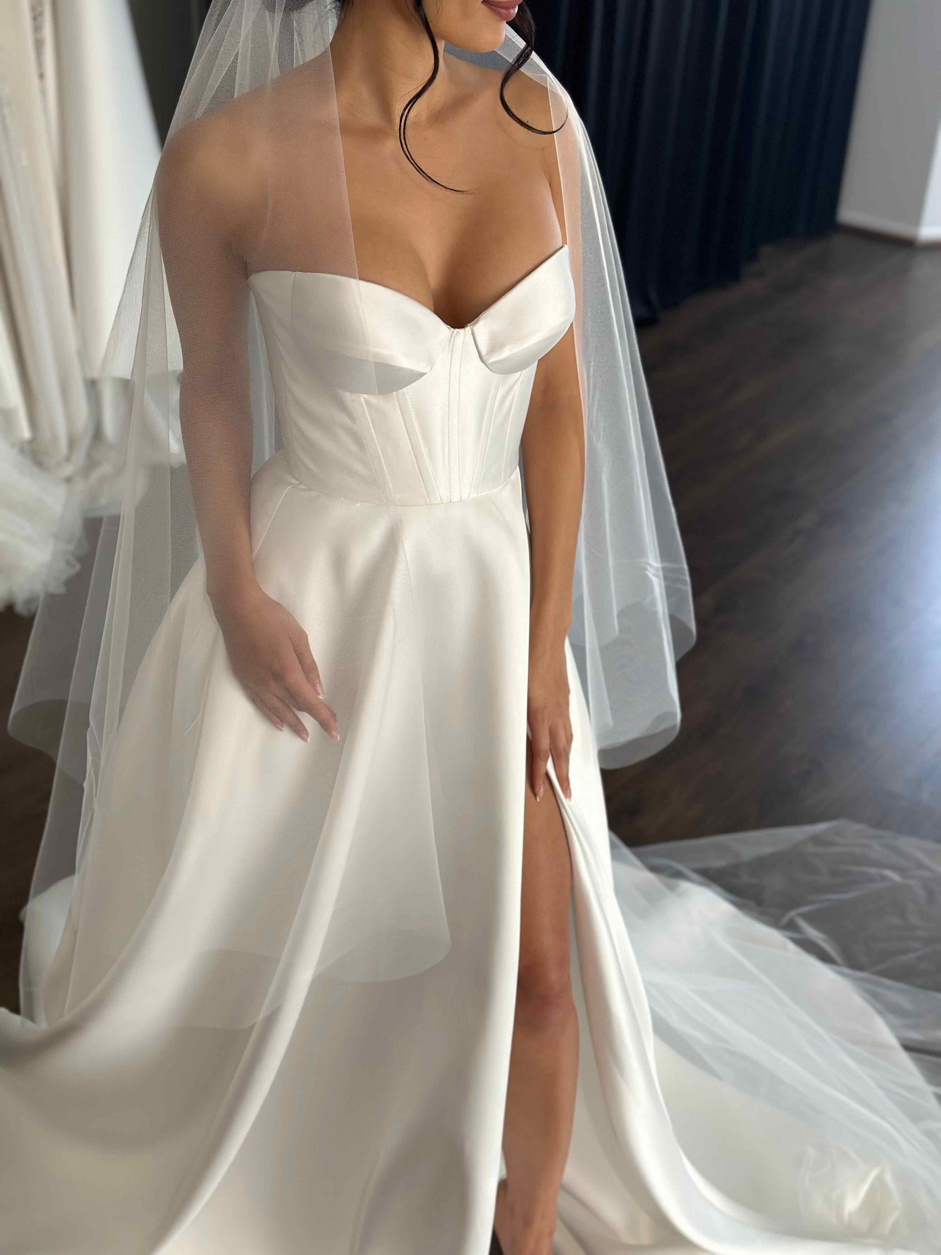 strapless corvette mikado wedding dress