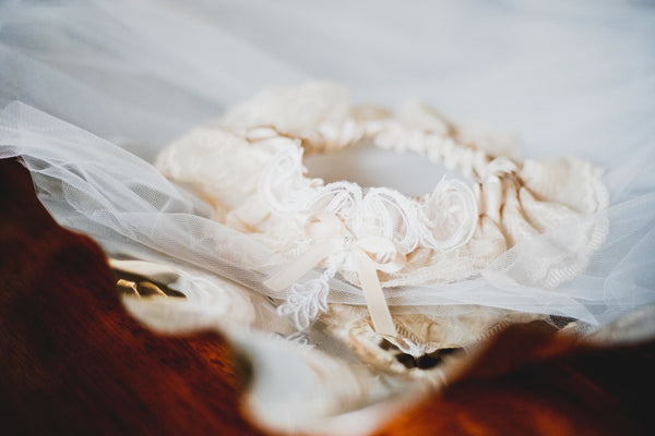 bridal garter made out of lace