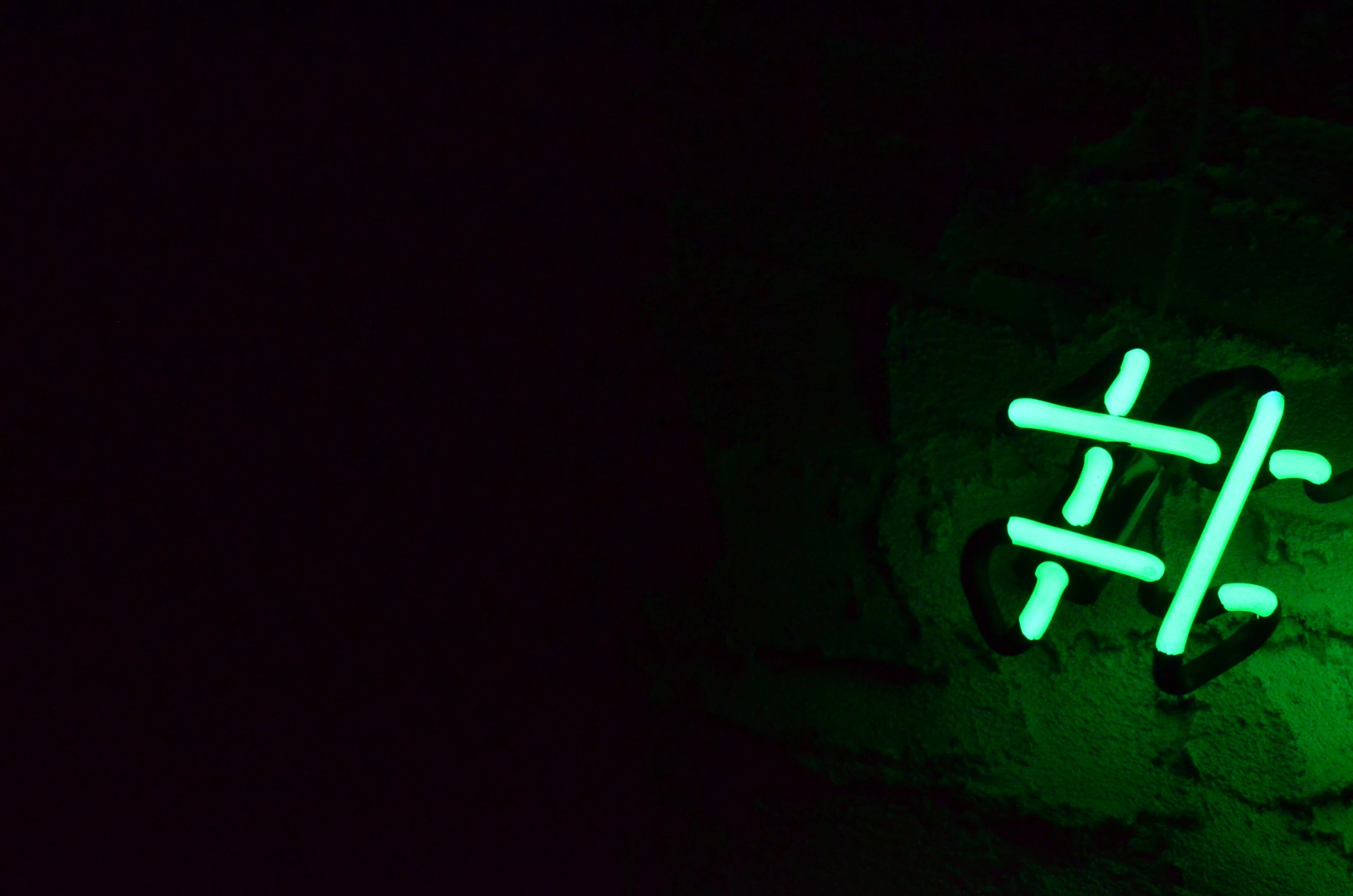 glow in the dark hashtag sign