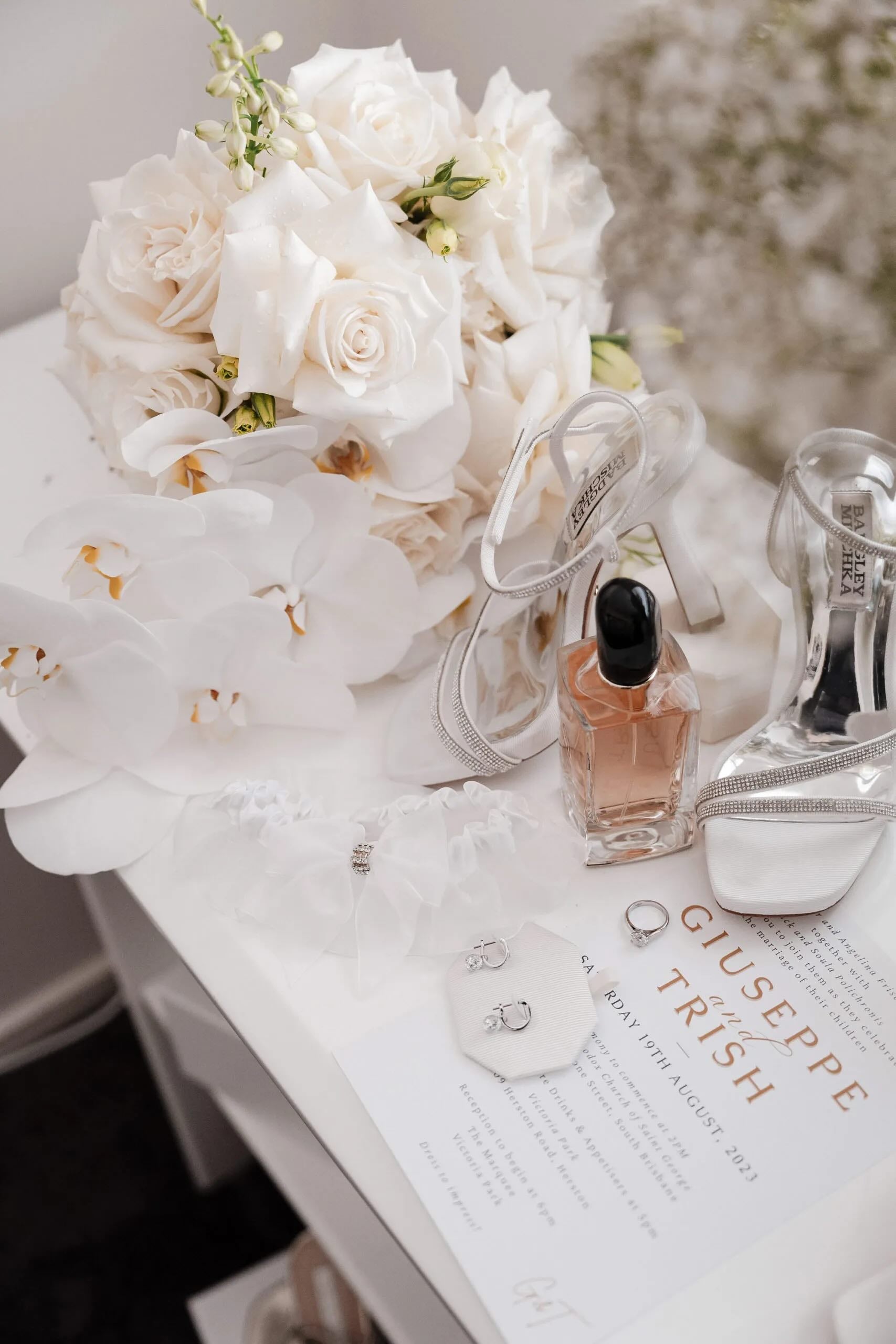 wedding accessories on table