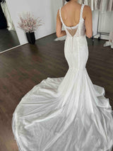 beaded lace wedding dress with pearl lace
