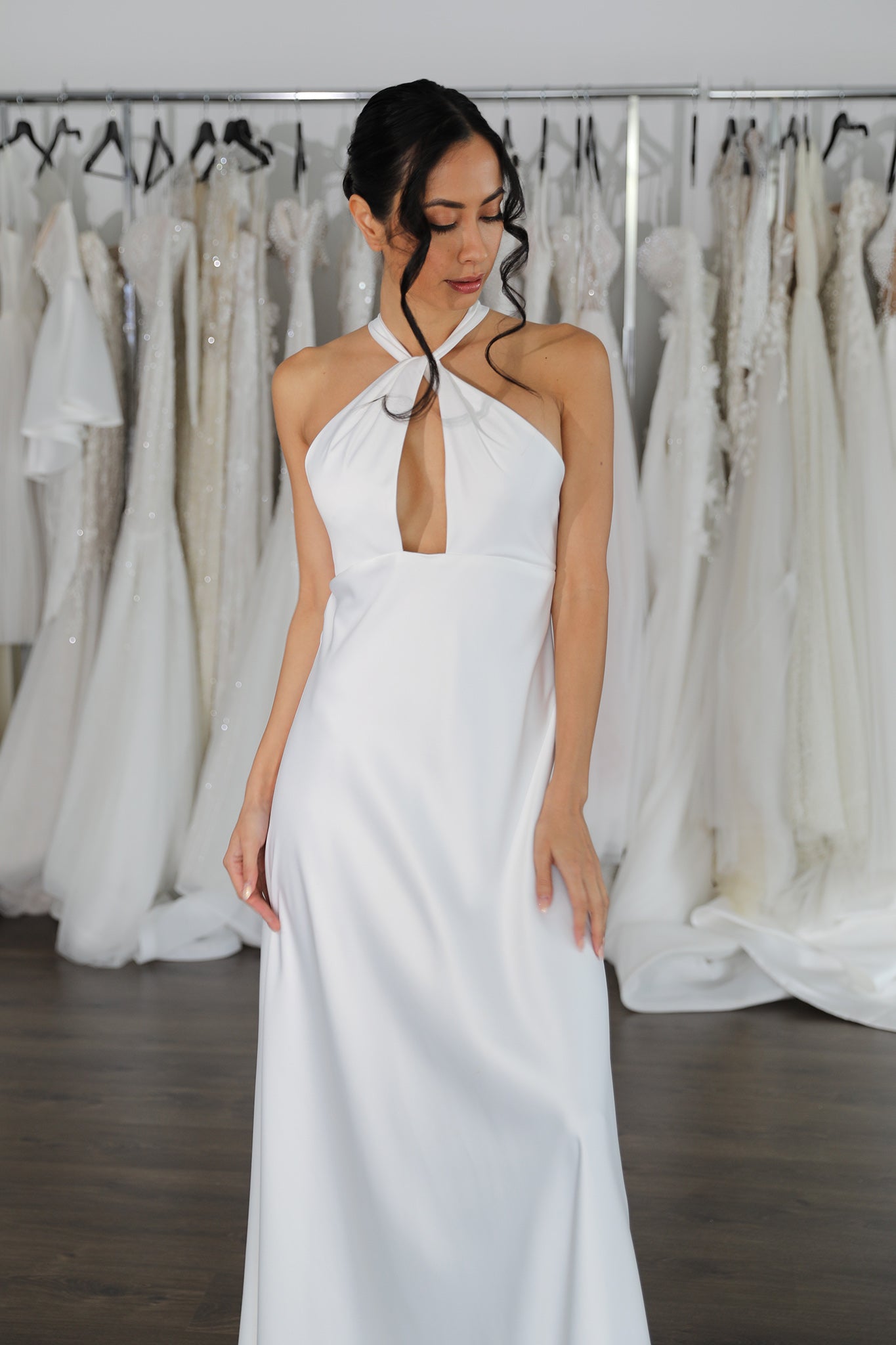 Julia Halter Neck Wedding Dress Wedding Reception Gowns Online