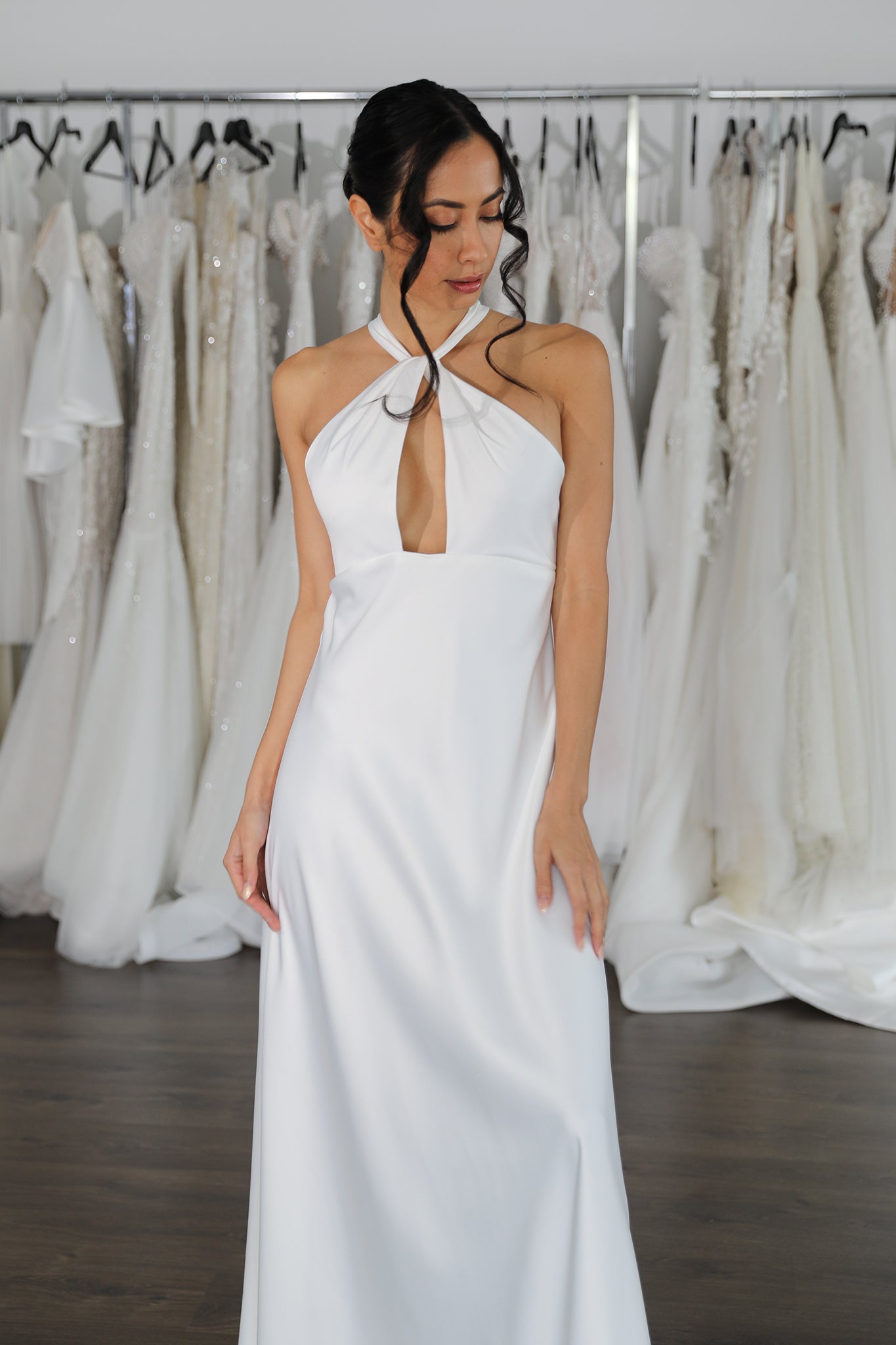 bridal halter neck slip dress