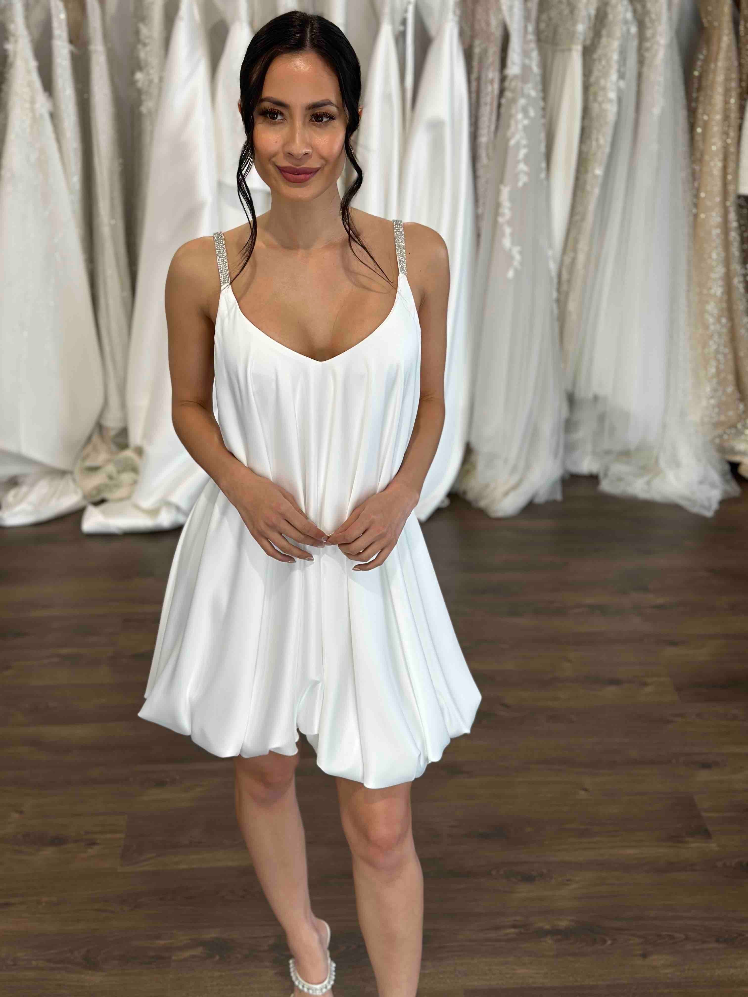 bubble hem mini wedding gown