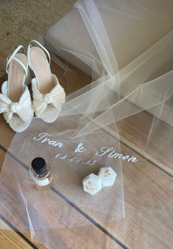 embroidered wedding veil heels and accessories