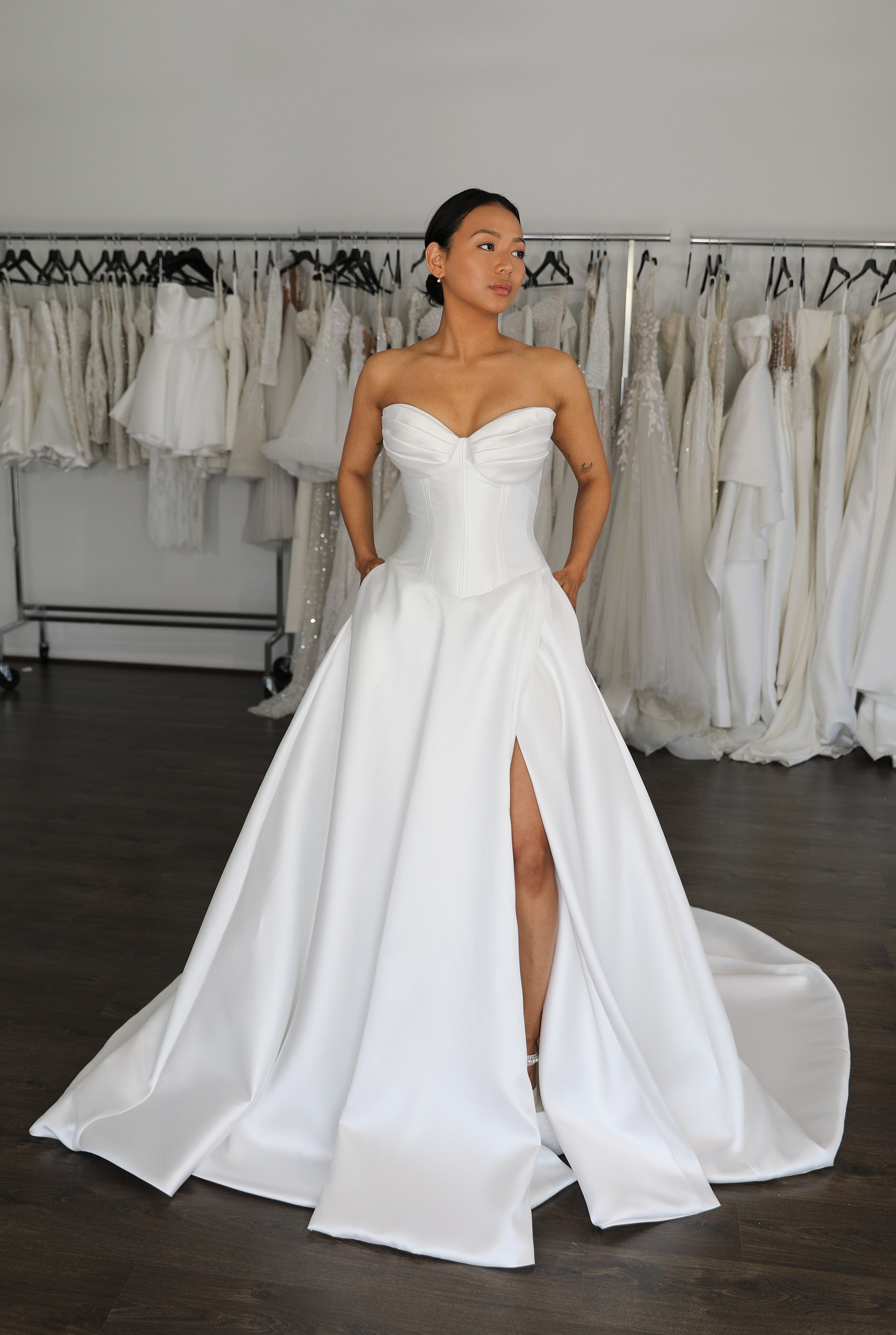 Jordan Drop Waist Mikado Wedding Dress