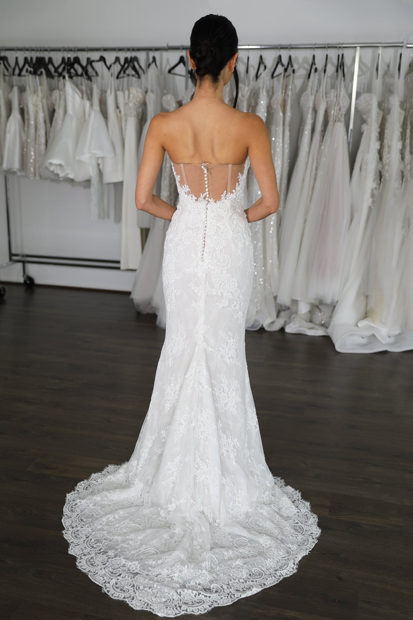 illusion back beaded wedding gown