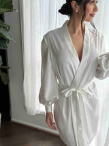 long sleeve ivory robe
