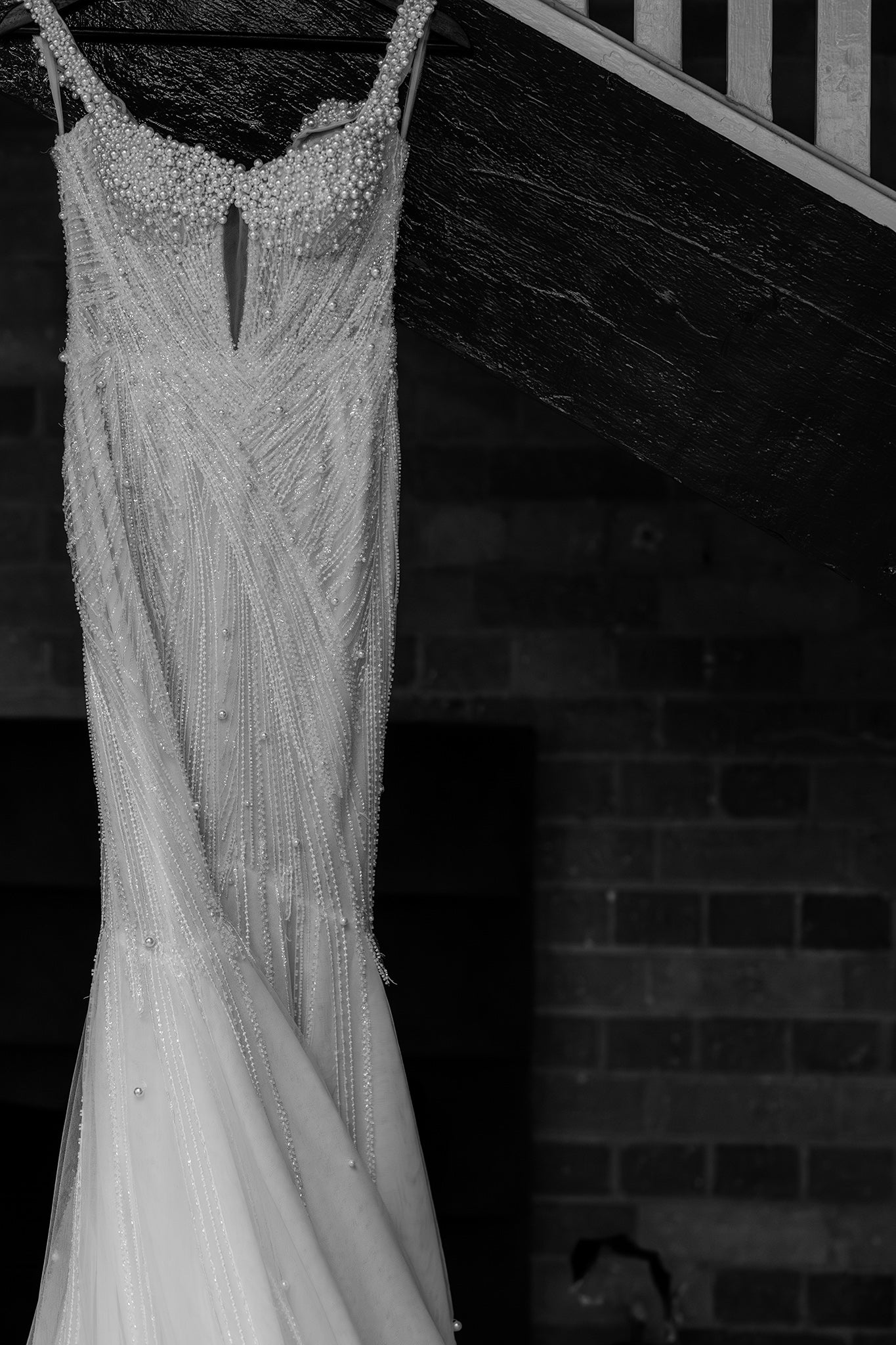 pearl beaded wedding dress