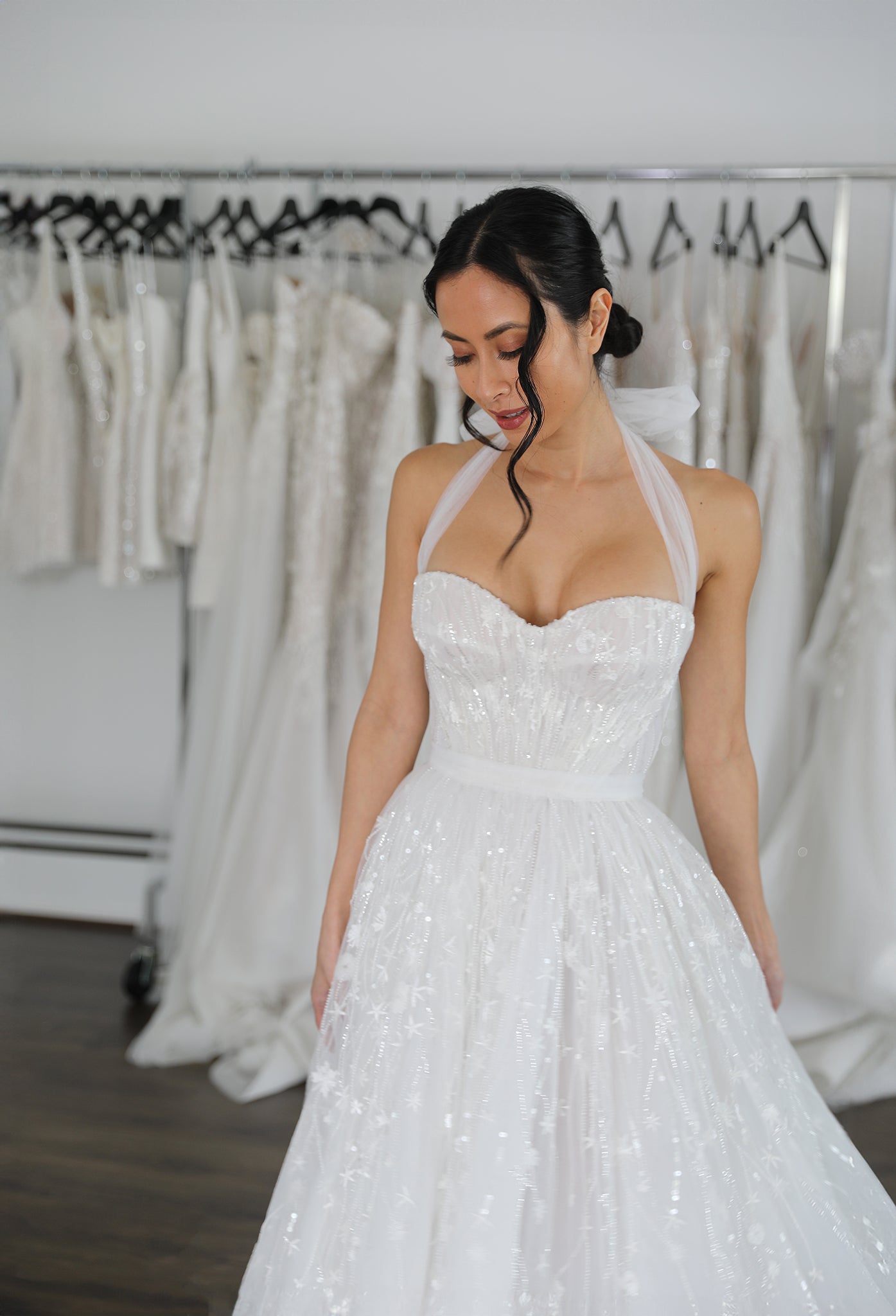 sweetheart neckline and full skirt