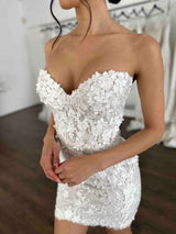 sweetheart neckline strapless mini bridal gown