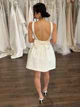 u-back bridal mini with middle back bow feature