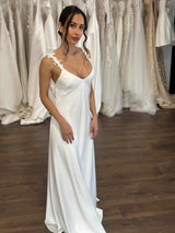 white slip dress with floral lace straps